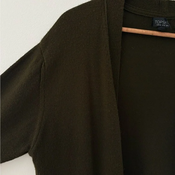 Topshop Size US 10 Brown Open Front Oversized Cardigan Cozy Minimalist Layering - Picture 10 of 10